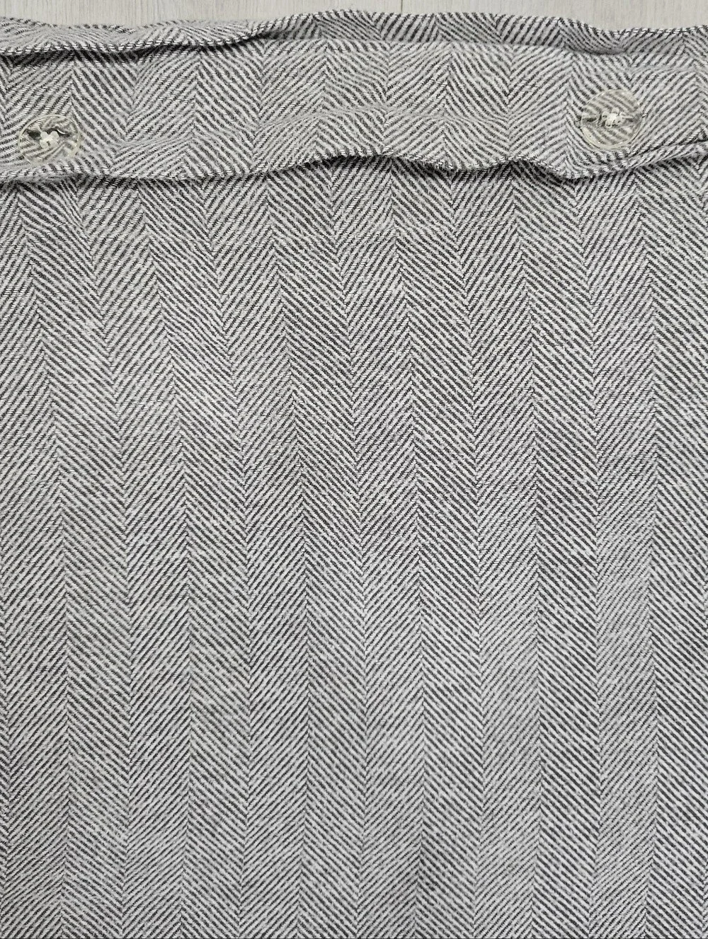 West Elm KING Gray Blue Herringbone Stripe Duvet Cover Organic Cotton Heavy